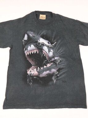 Vintage 2005 The Mountain Shark Shirt Adult Large Stone Wash Tee Y2K
